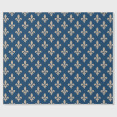 Fleur de Lis Pattern, Royal French, Cream on Blue Cadeaupapier (Vlak)