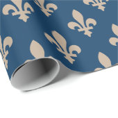 Fleur de Lis Pattern, Royal French, Cream on Blue Cadeaupapier (Rol Hoek)