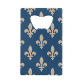 Fleur de Lis Pattern, Royal French, Cream on Blue Creditkaart Flessenopener (Voorkant)