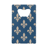 Fleur de Lis Pattern, Royal French, Cream on Blue Creditkaart Flessenopener (Achterkant)