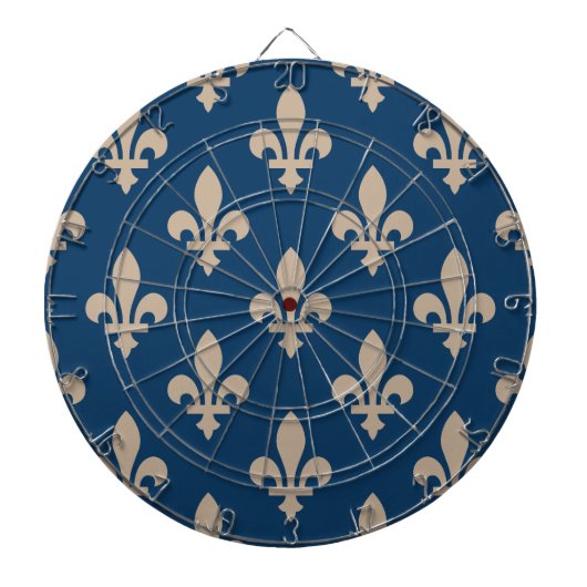 Fleur de Lis Pattern, Royal French, Cream on Blue Dartbord (Voorkant)