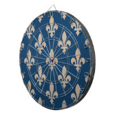 Fleur de Lis Pattern, Royal French, Cream on Blue Dartbord (Voorkant Rechts)