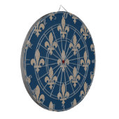 Fleur de Lis Pattern, Royal French, Cream on Blue Dartbord (Voorkant Links)