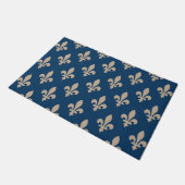Fleur de Lis Pattern, Royal French, Cream on Blue Deurmat (Schuin)
