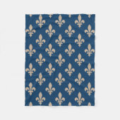 Fleur de Lis Pattern, Royal French, Cream on Blue Fleece Deken (Voorkant)