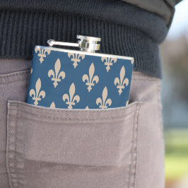 Fleur de Lis Pattern, Royal French, Cream on Blue Heupfles