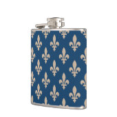 Fleur de Lis Pattern, Royal French, Cream on Blue Heupfles (Links)