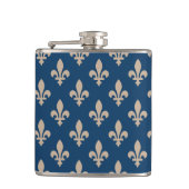 Fleur de Lis Pattern, Royal French, Cream on Blue Heupfles (Voorkant)