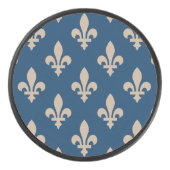 Fleur de Lis Pattern, Royal French, Cream on Blue Hockey Puck (Voorkant)
