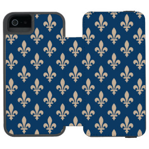 Fleur de Lis Pattern, Royal French, Cream on Blue