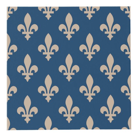 Fleur de Lis Pattern, Royal French, Cream on Blue Kubus (Rechts)