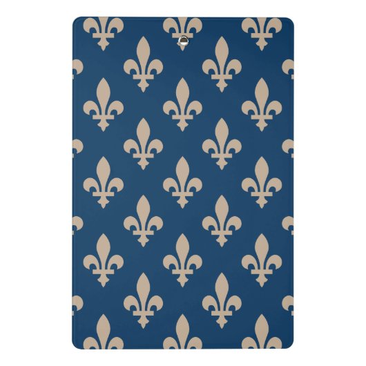 Fleur de Lis Pattern, Royal French, Cream on Blue Mini Klembord (Achterkant)