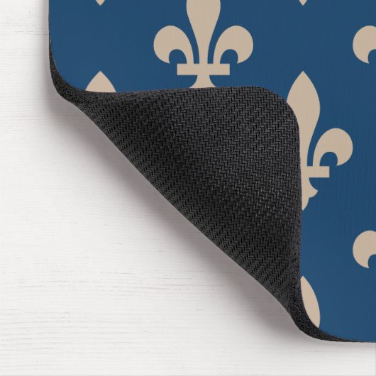 Fleur de Lis Pattern, Royal French, Cream on Blue Muismat (Hoek)