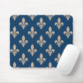 Fleur de Lis Pattern, Royal French, Cream on Blue Muismat (Met muis)