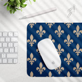 Fleur de Lis Pattern, Royal French, Cream on Blue Muismat