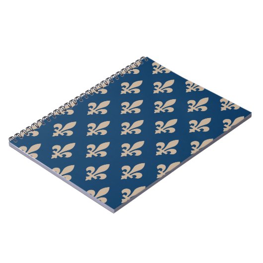 Fleur de Lis Pattern, Royal French, Cream on Blue Notitieboek (Linkerzijde)