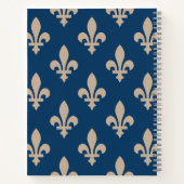 Fleur de Lis Pattern, Royal French, Cream on Blue Notitieboek (Achterkant)