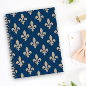 Fleur de Lis Pattern, Royal French, Cream on Blue Notitieboek