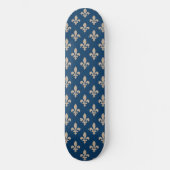 Fleur de Lis Pattern, Royal French, Cream on Blue Persoonlijk Skateboard (Voorkant)