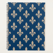 Fleur de Lis Pattern, Royal French, Cream on Blue Planner (Voorkant)