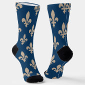 Fleur de Lis Pattern, Royal French, Cream on Blue Sokken (Gebogen)