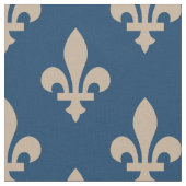 Fleur de Lis Pattern, Royal French, Cream on Blue Stof (Close Up)