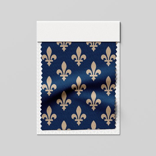 Fleur de Lis Pattern, Royal French, Cream on Blue Stof