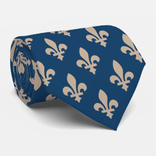 Fleur de Lis Pattern, Royal French, Cream on Blue Stropdas
