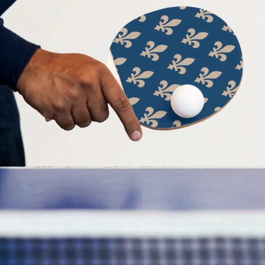 Fleur de Lis Pattern, Royal French, Cream on Blue Tafeltennisbatje (Insitu)