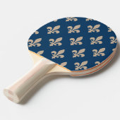 Fleur de Lis Pattern, Royal French, Cream on Blue Tafeltennisbatje (Voorkant Gekanteld)