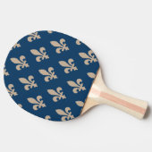 Fleur de Lis Pattern, Royal French, Cream on Blue Tafeltennisbatje (Zijkant)