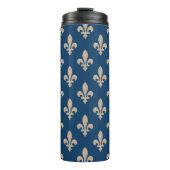 Fleur de Lis Pattern, Royal French, Cream on Blue Thermosbeker (Voorkant)