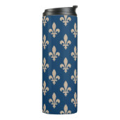 Fleur de Lis Pattern, Royal French, Cream on Blue Thermosbeker (Gedraaid links)