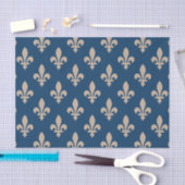 Fleur de Lis Pattern, Royal French, Cream on Blue Tissuepapier (Craft)