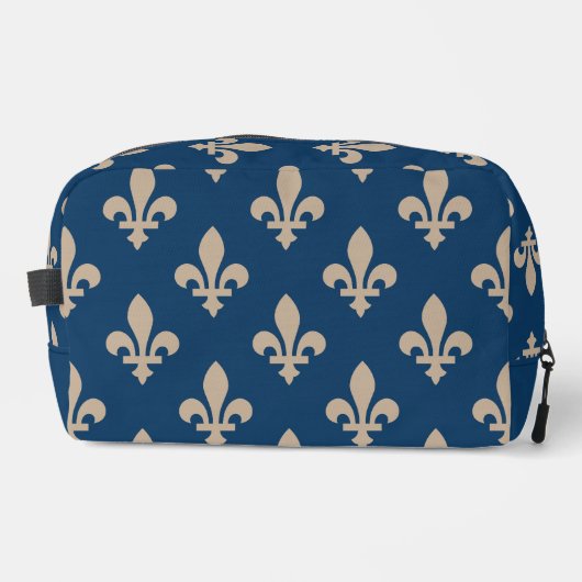 Fleur de Lis Pattern, Royal French, Cream on Blue Toilettasje (Voorkant)