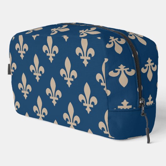 Fleur de Lis Pattern, Royal French, Cream on Blue Toilettasje (Rechterhoek)