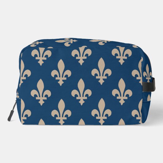 Fleur de Lis Pattern, Royal French, Cream on Blue Toilettasje (Achterkant)