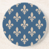 Fleur de Lis Pattern, Royal French, Cream on Blue Zandsteen Onderzetter (Voorkant)