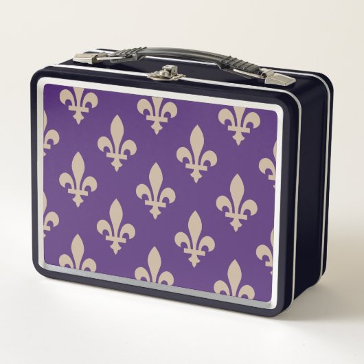 Fleur de Lis Pattern, Royal French Cream op Paarse (Voorkant)