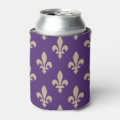 Fleur de Lis Pattern, Royal French Cream op Paarse Blikjeskoeler (Blikje Voorkant)