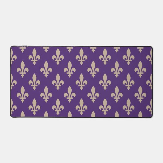 Fleur de Lis Pattern, Royal French Cream op Paarse Bureaumat (Voorkant)