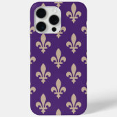 Fleur de Lis Pattern, Royal French Cream op Paarse Case-Mate iPhone Case (Achterkant)