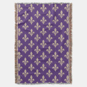 Fleur de Lis Pattern, Royal French Cream op Paarse Deken (Voorkant Verticaal)