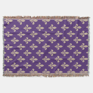 Fleur de Lis Pattern, Royal French Cream op Paarse Deken
