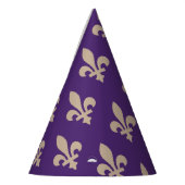 Fleur de Lis Pattern, Royal French Cream op Paarse Feesthoedjes (Links)