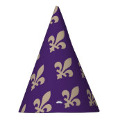 Fleur de Lis Pattern, Royal French Cream op Paarse Feesthoedjes (Rechts)