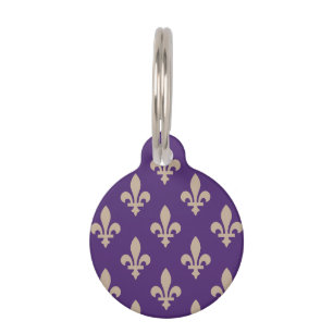 Fleur de Lis Pattern, Royal French Cream op Paarse Huisdierpenning