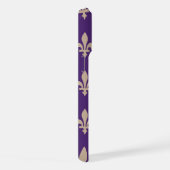 Fleur de Lis Pattern, Royal French Cream op Paarse iPhone Hoesje (Rechterkant)