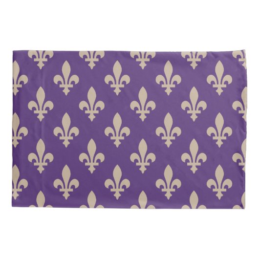 Fleur de Lis Pattern, Royal French Cream op Paarse Kussensloop (Achterkant)