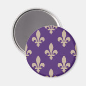 Fleur de Lis Pattern, Royal French Cream op Paarse Magneet (Voorkant / Achterkant)